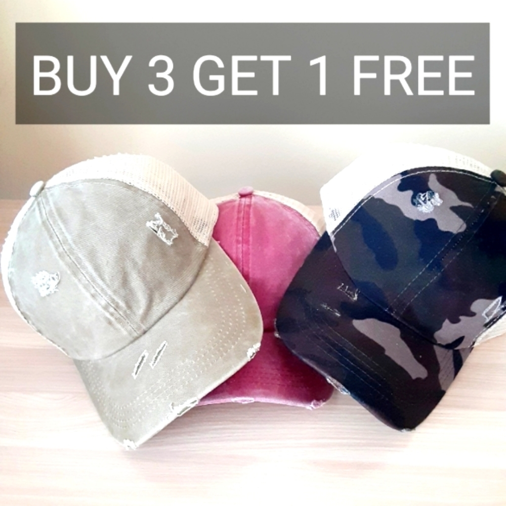 Criss Cross ponytail hat bundle for women